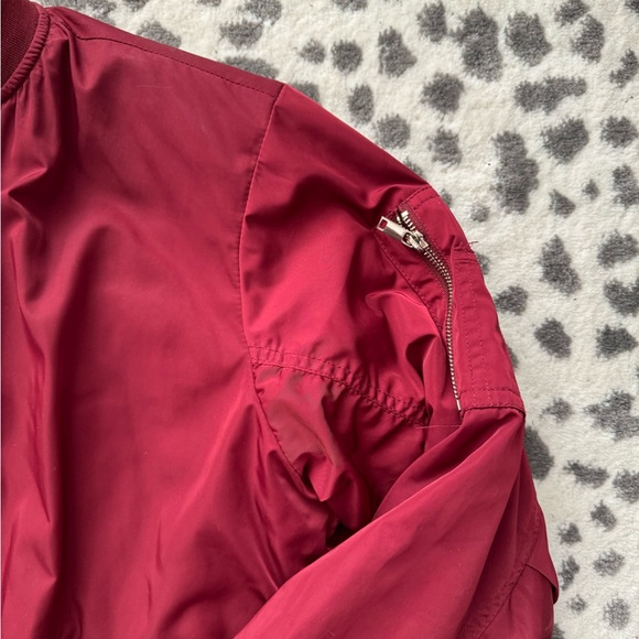Men’s Maroon H&M Bomber Jacket - size 10/M - Picture 4 of 6